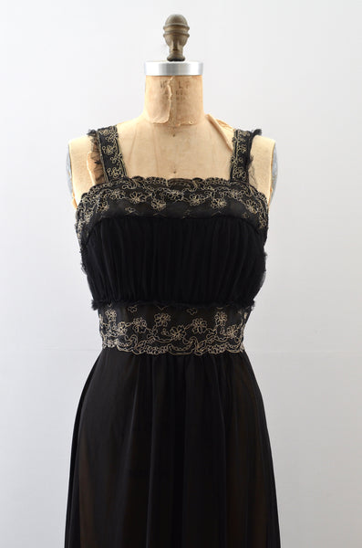 Vintage 1950s Soutache Noir Negligee