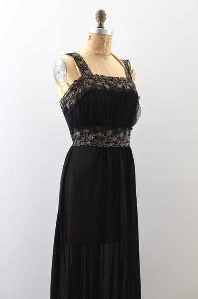 Vintage 1950s Soutache Noir Negligee