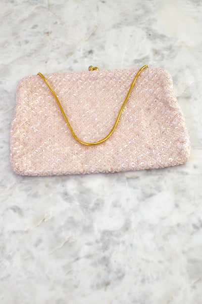 Vintage 1960s Pink Beaded Bag