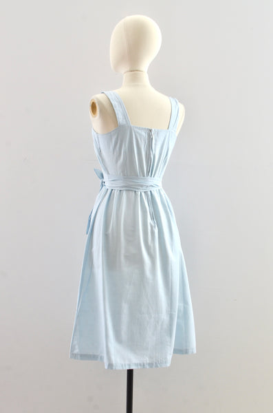 Vintage 1970s Baby Blue Cotton Sundress