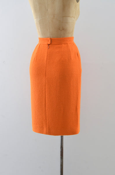 CHANEL Boucle Wool Skirt Orange