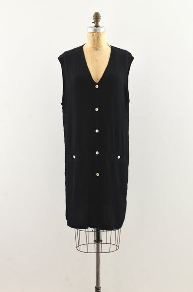 Vintage Black Crinkled Jumper Dress