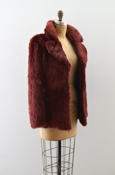 Vintage 1970s Maroon Fur Coat