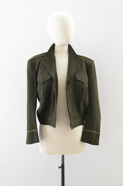 1940s Army Green Cropped Jacket