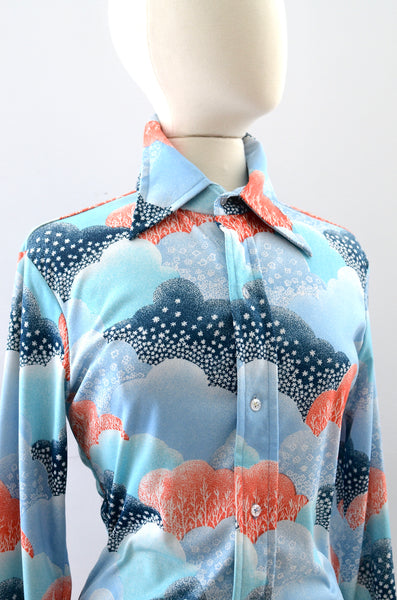 Vintage 1970s Novelty Print Shirt