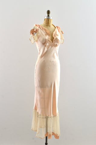 Vintage 30's Satin Duchene Nightgown