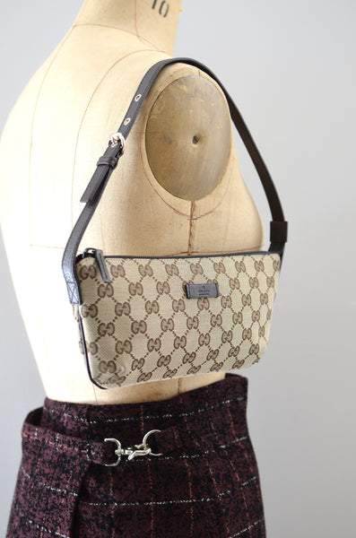 Gucci Boat Bag Adjustable Strap Monogram Pochette