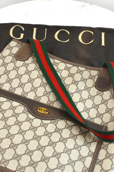 Vintage Gucci Sherry Line Strap Tote