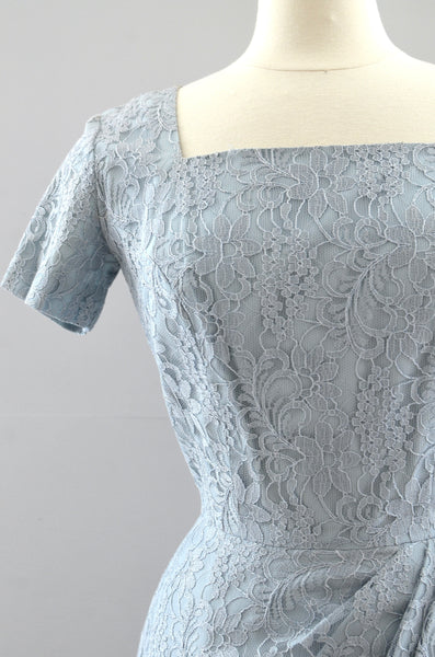Vintage 1950s Powder Blue Lace Dress