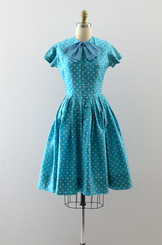 Vintage 1950s Polka Dot Silk Dress