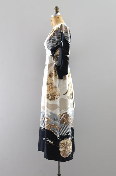 Vintage 70s Kimono Maxi Dress
