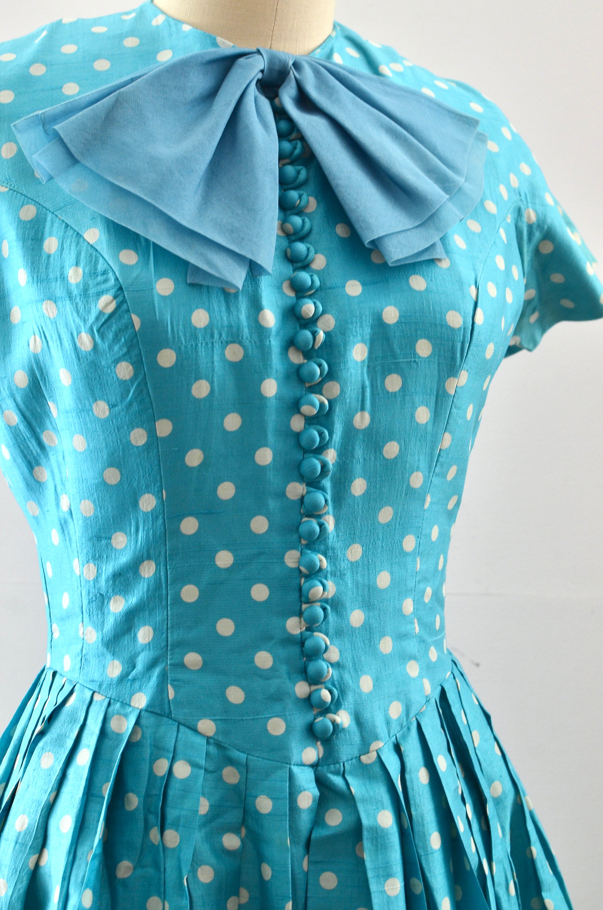 Vintage 1950s Polka Dot Silk Dress – Pickled Vintage