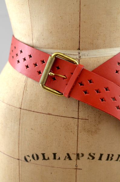 Vintage Red Leather Belt