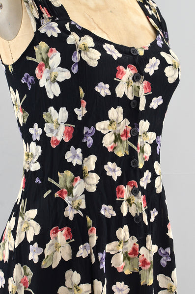 Vintage 1990s Dark Floral Dress