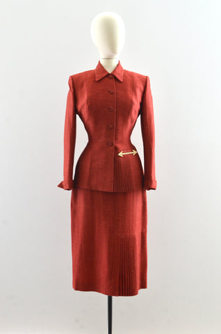 Vintage 1940s Red lilli Ann Suit