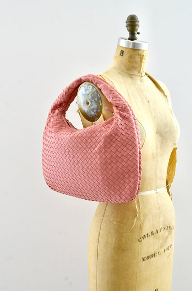 Bottega Veneta PINK Medium Intrecciato Veneta Hobo Bag