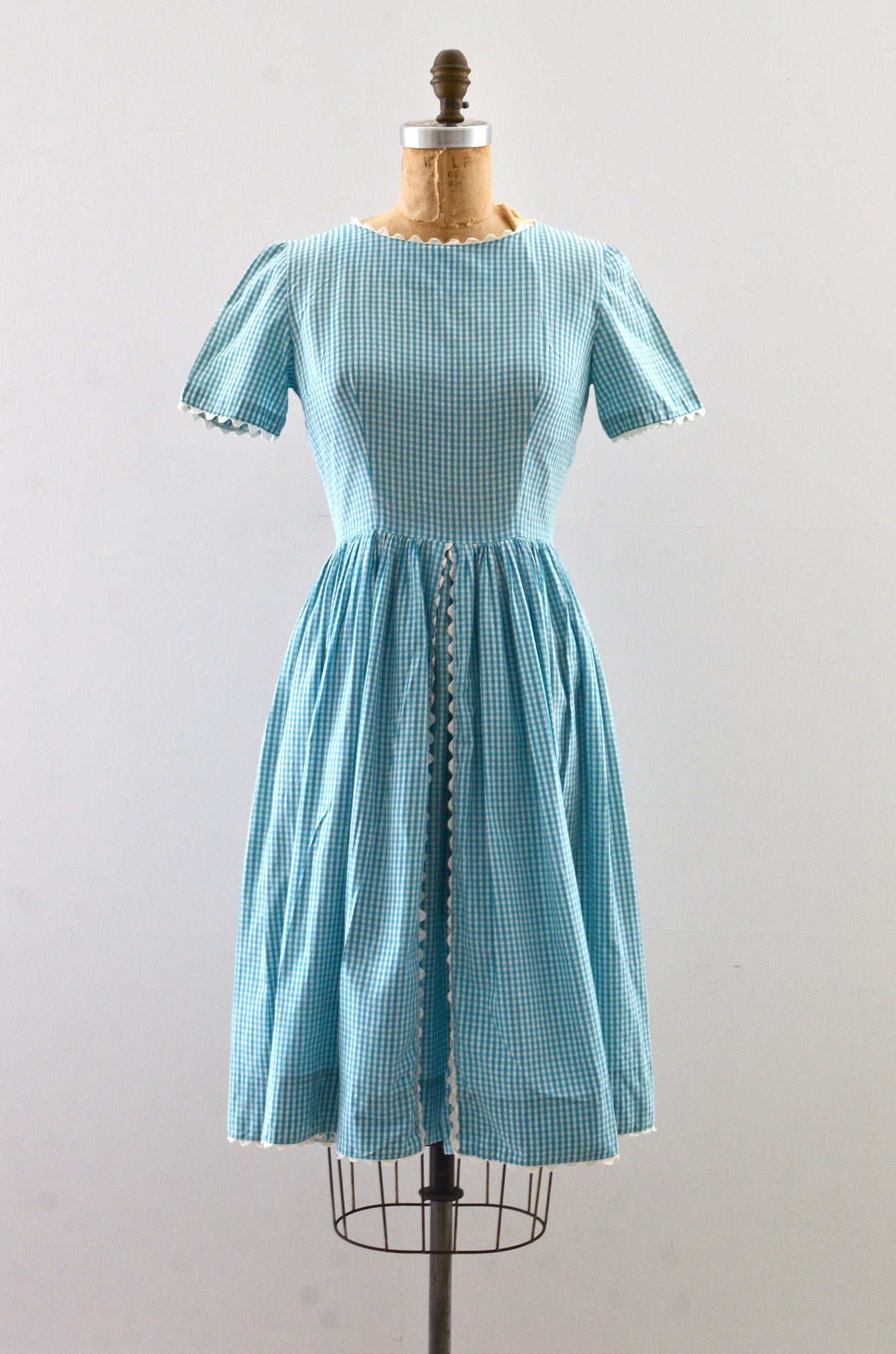 Vintage 1950s Blue Gingham Dress