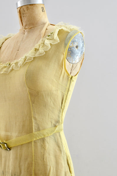 Vintage 1930's Yellow Organza Dress
