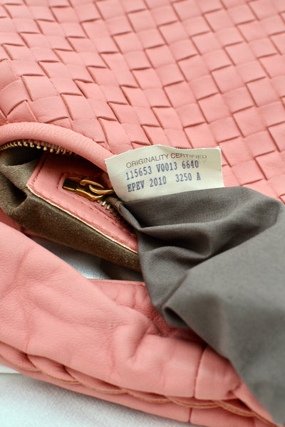 Bottega Veneta PINK Medium Intrecciato Veneta Hobo Bag