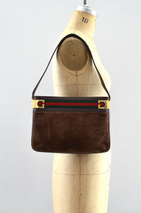Rare 1970s Gucci Suede Shoulder Bag