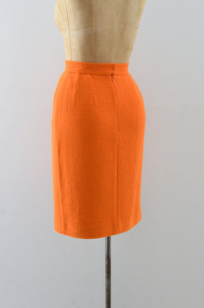 CHANEL Boucle Wool Skirt Orange