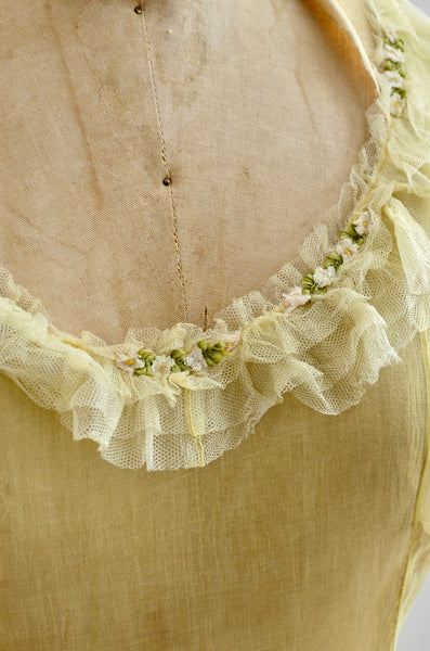 Vintage 1930's Yellow Organza Dress