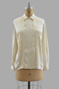 Cream Silk Pintuck Shirt