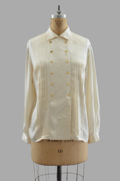 Cream Silk Pintuck Shirt