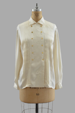 Cream Silk Pintuck Shirt