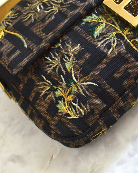 Fendi Embroidered Zucca Baguette Bag