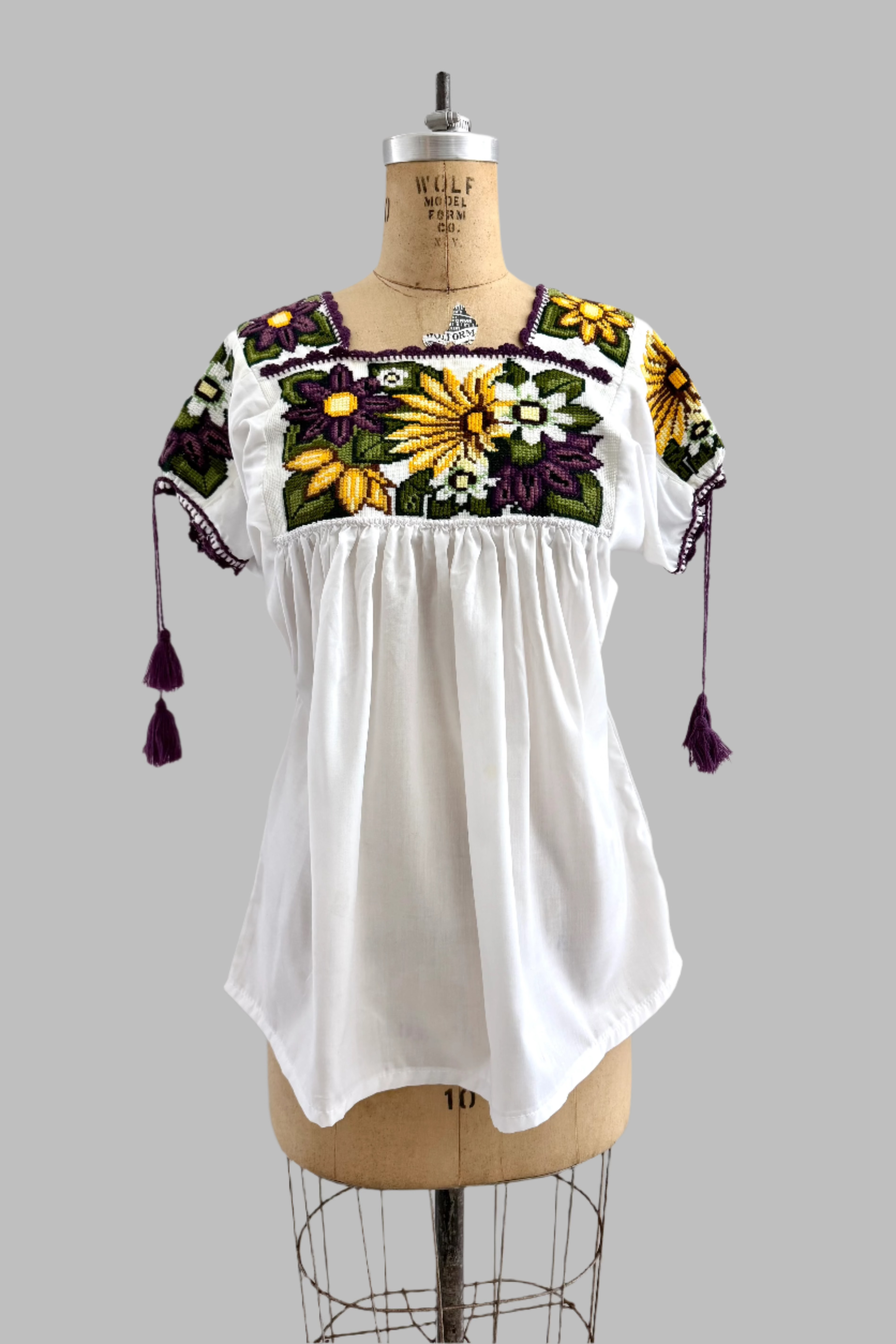 oz.vintage/美品1970 Mexican cotton blouse 1970s Mexican Hand Embroidered Cotton Peasant Blouse – Honeywood