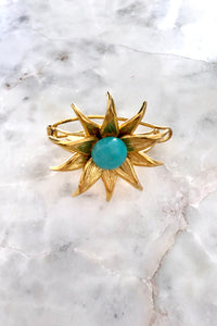 Vintage Hair Clip Barrette - Blue Center