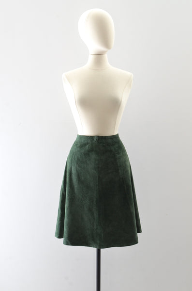 Vintage Green Suede Leather Skirt