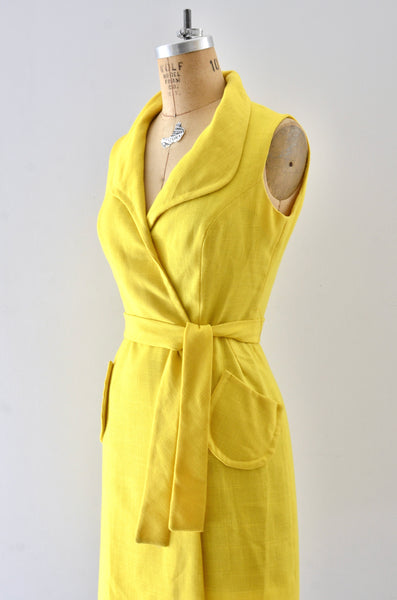 Vintage 1960s Yellow Wrap Dress