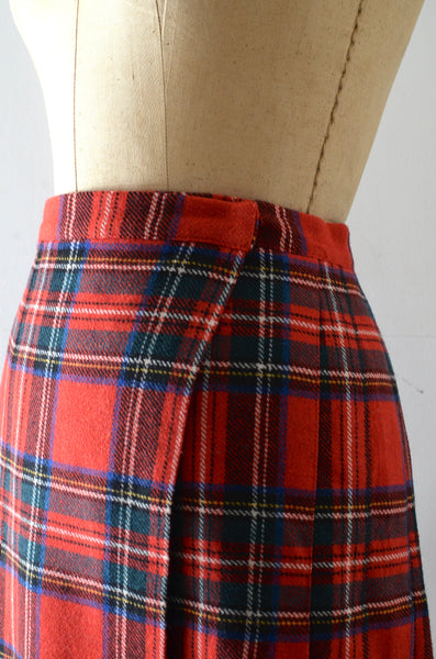 Vintage Red Plaid Wrap Skirt