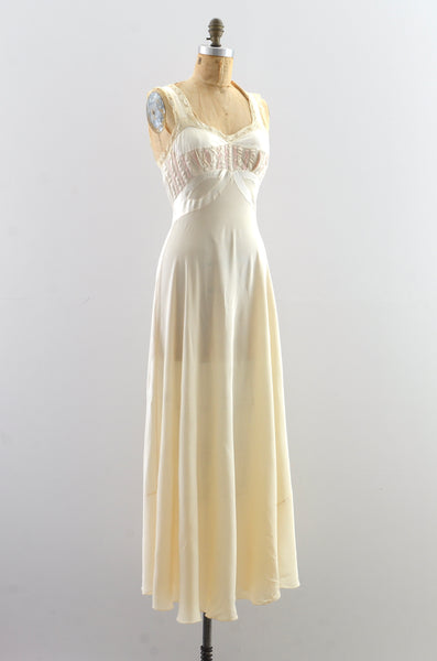 Vintage 1940s Champagne Satin Gown