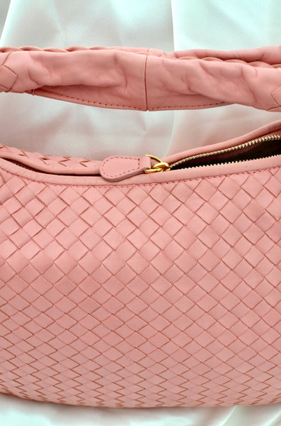 Bottega Veneta PINK Medium Intrecciato Veneta Hobo Bag