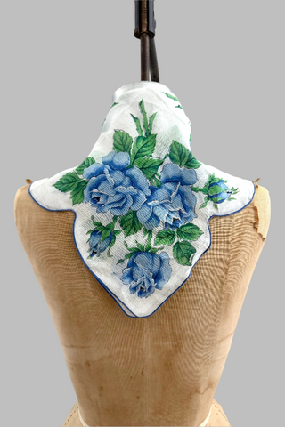 1950s Handkerchief Blue Rose