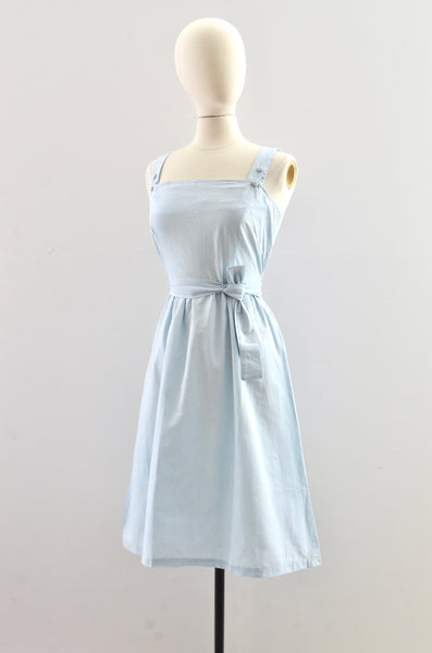 Vintage 1970s Baby Blue Cotton Sundress