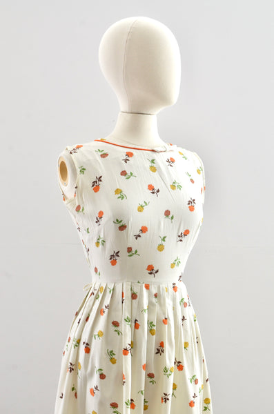 Vintage 1950s Rose Print Dress