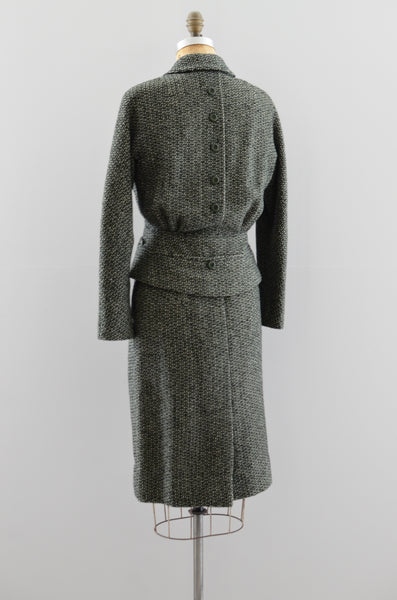 Vintage 1950s Green Tweed Suit