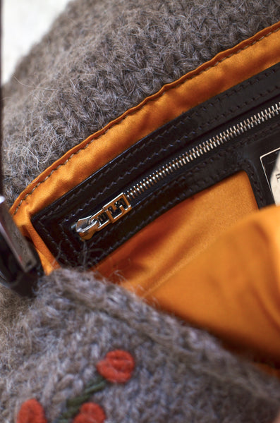 FENDI Embroidered Wool Baguette