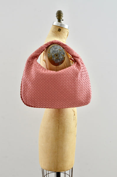 Bottega Veneta PINK Medium Intrecciato Veneta Hobo Bag