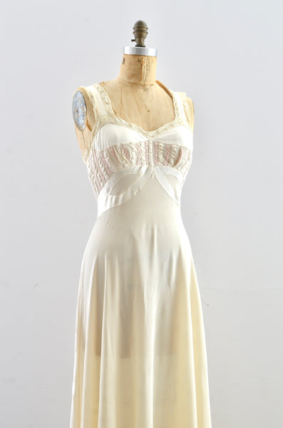 Vintage 1940s Champagne Satin Gown