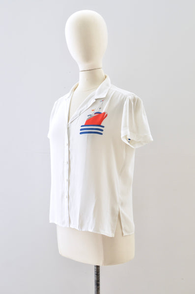 Vintage Nautical Prin Top