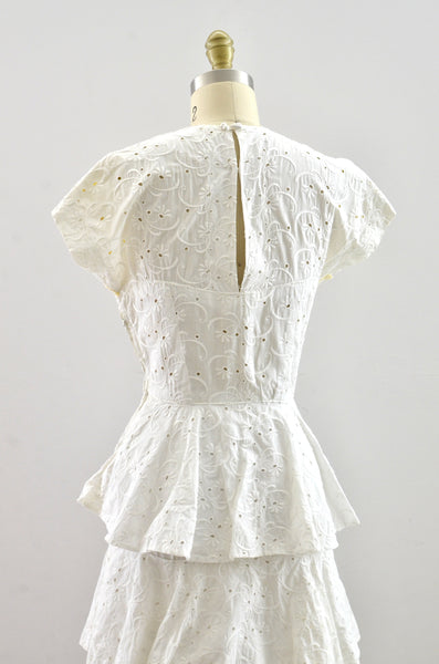 Vintage 1940's Eyelet Tiered Dress