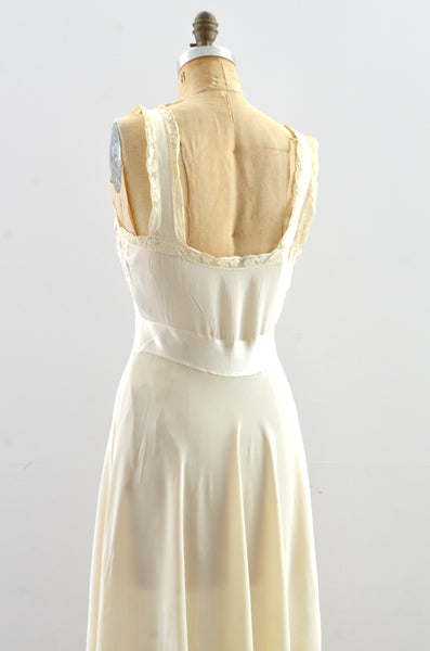 Vintage 1940s Champagne Satin Gown