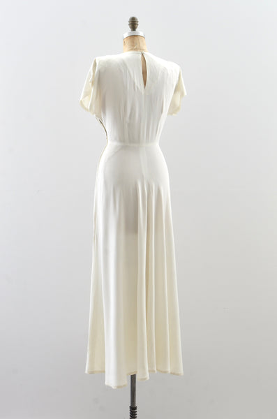 1940s Ivory Beaded Gown