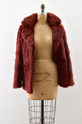 Vintage 1970s Maroon Fur Coat