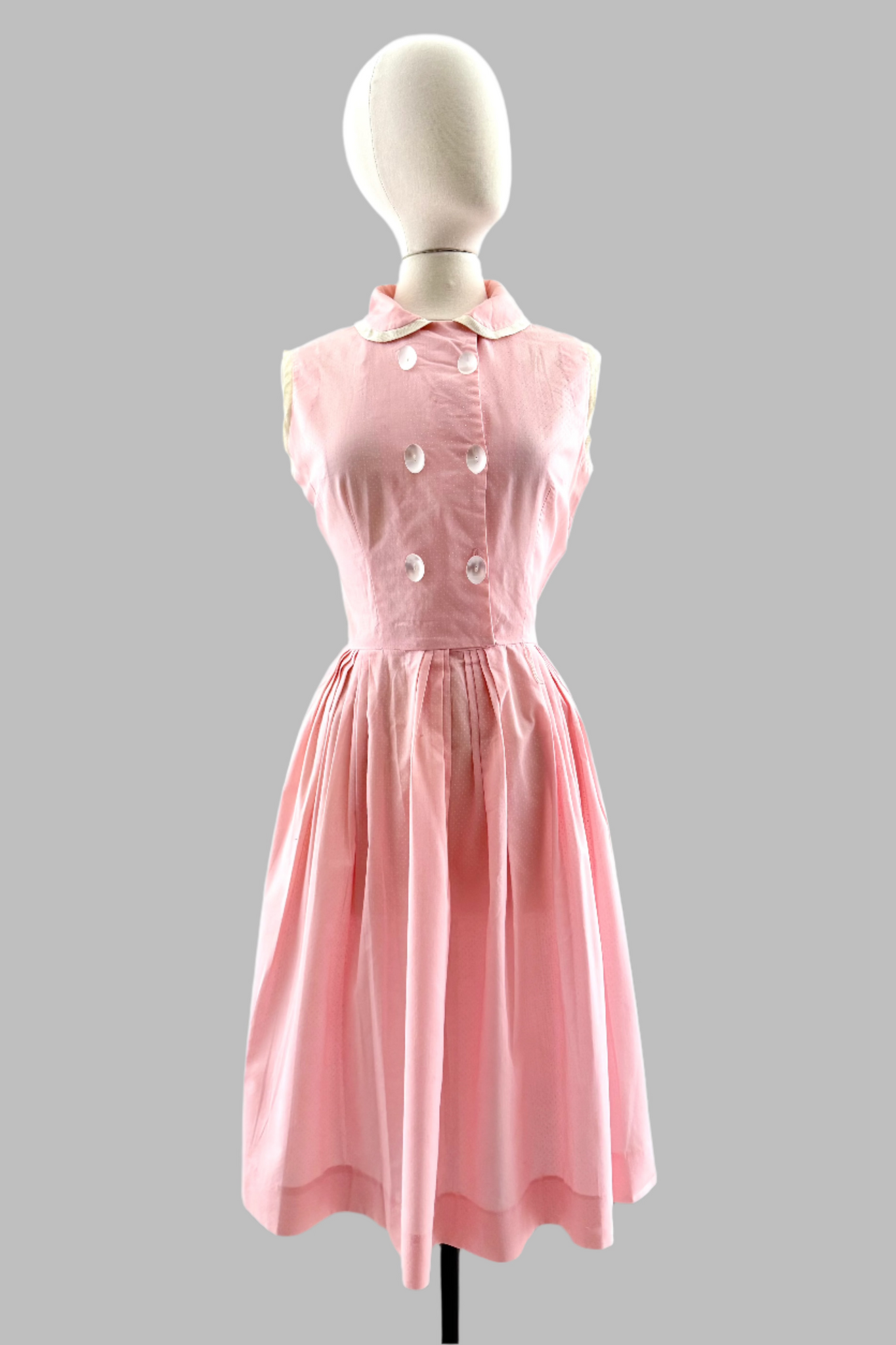 1950s Pink Swiss Dot Dress